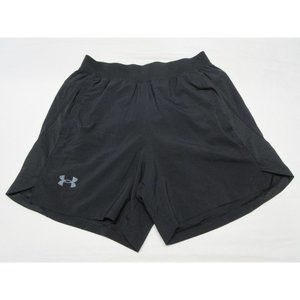 Under Armour women's black Heatgear athletic fit brief lined running 6" shorts S
